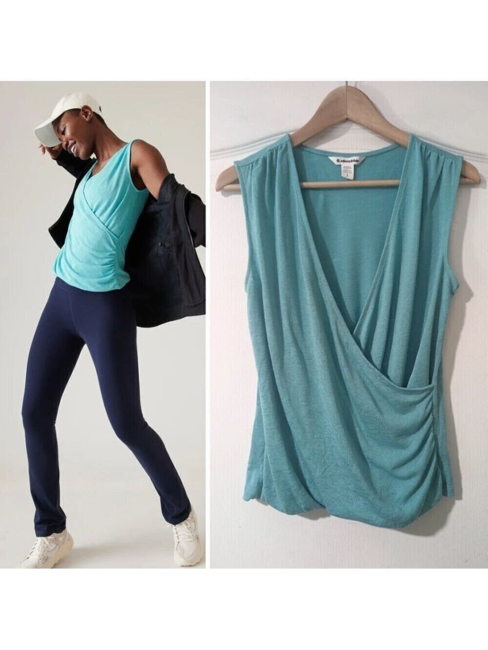 NEW! Athleta | Breezy Wrap Tank In Gulf Green